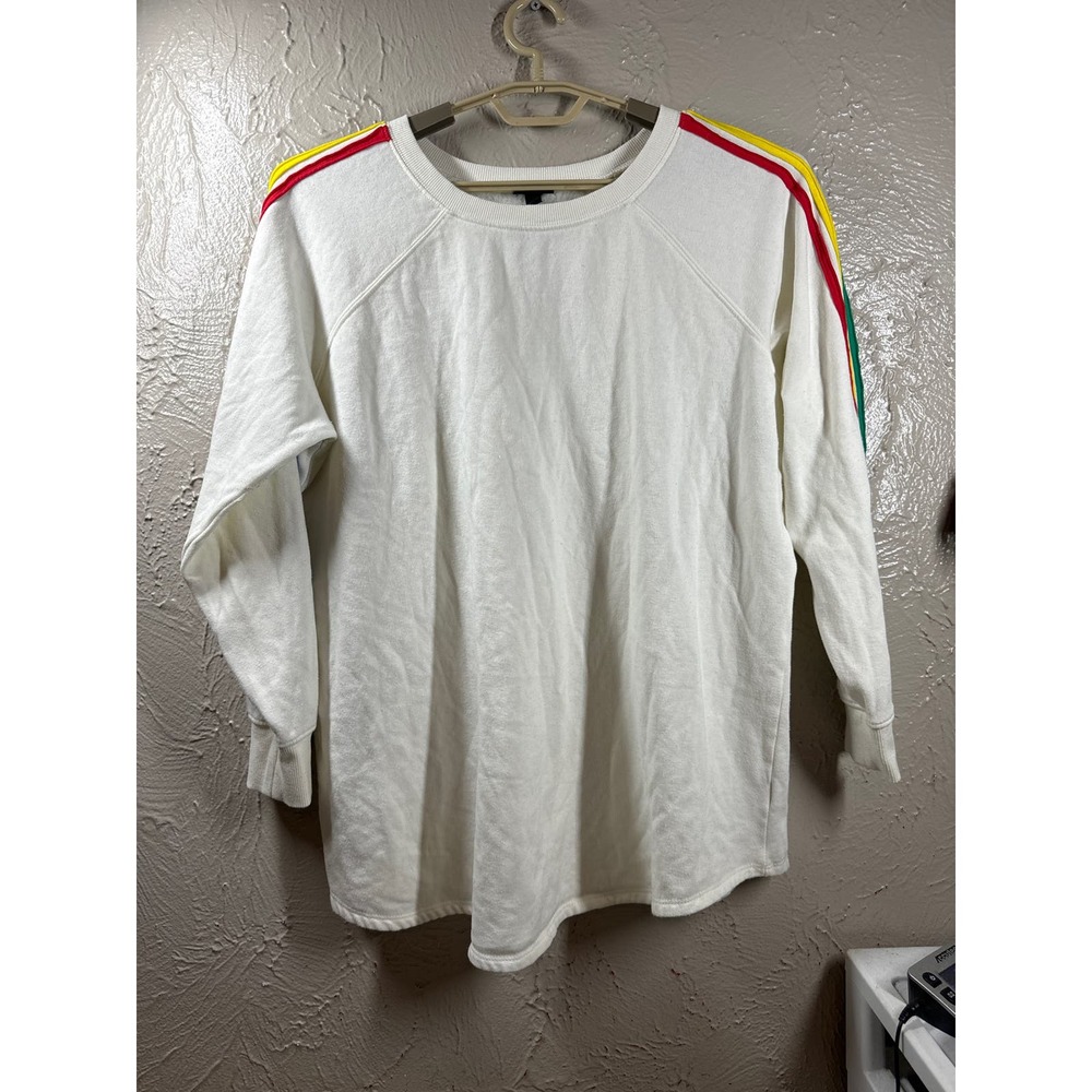 Torrid Sweatshirt Ivory Rainbow Stripes Tunic Pullover Crew Plus Size Top Size 1